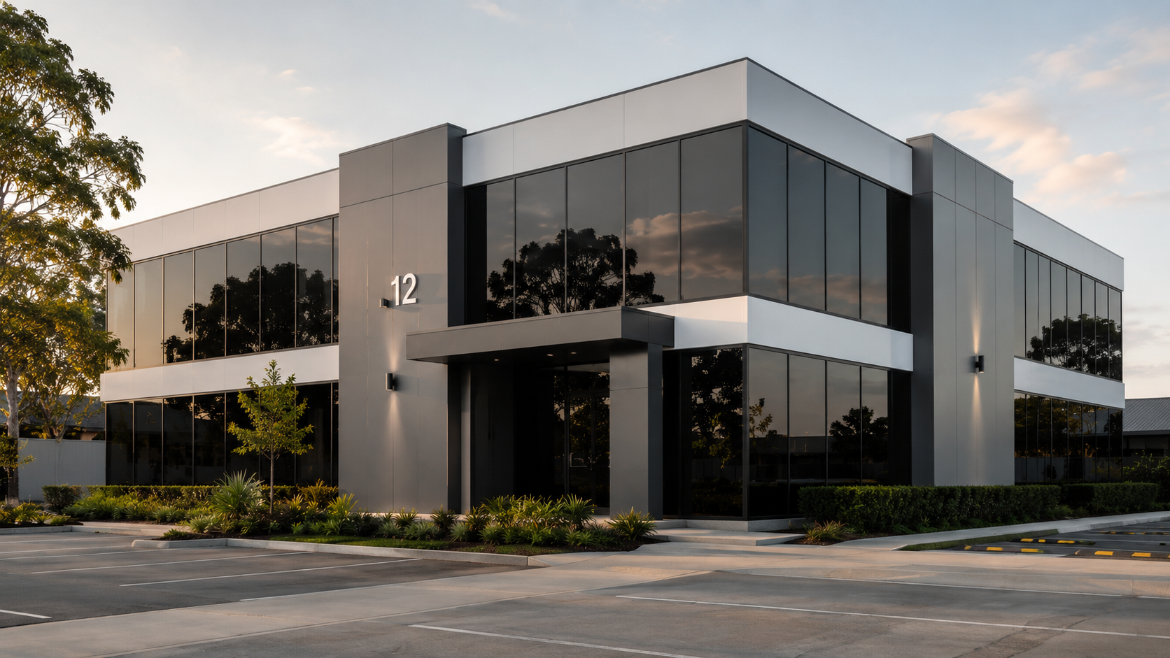 Commercial window tinting on a Brisbane office building
